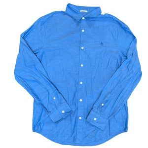 Original Penguin Shirt Long Sleeve Button Up Slim Fit Blue Size Large